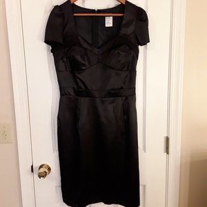 Fredricks of Hollywood black satin dress size 12 hidden zipper in back